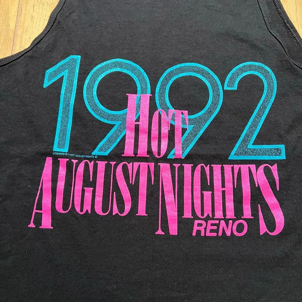 Vintage 90s Hot August Nights Reno Men's Tank Top Black Sz L - Picture 2 of 10